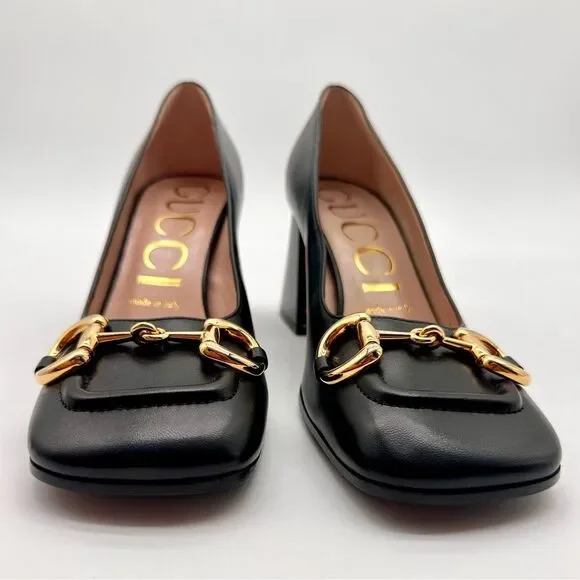 Gucci Baby Horsebit Pumps Black Leather Mid Block
Heel Square Toe EU 37 US 7 - Picture 3 of 13